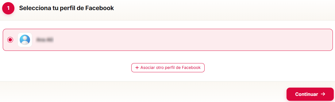 Seleccionar perfil de Facebook