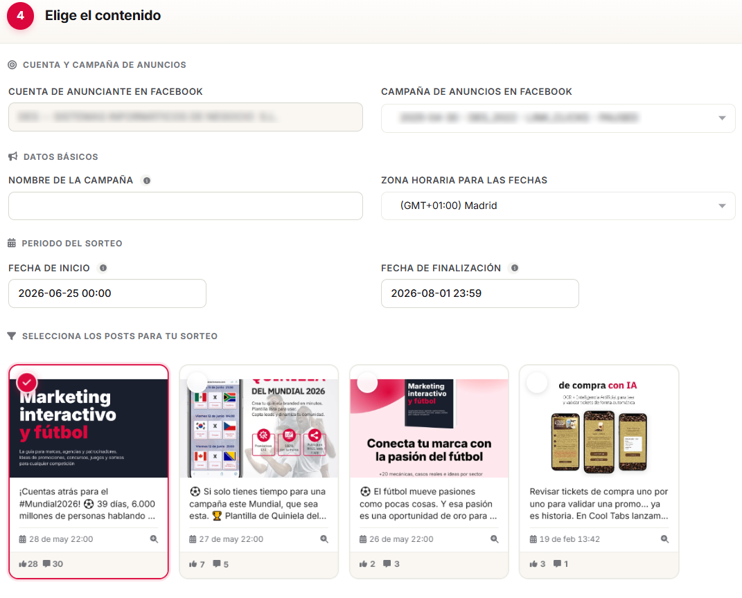 Formulario de datos del sorteo