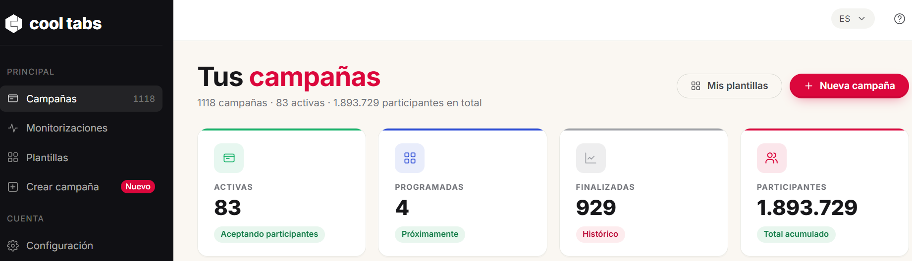Botón crear nueva campaña