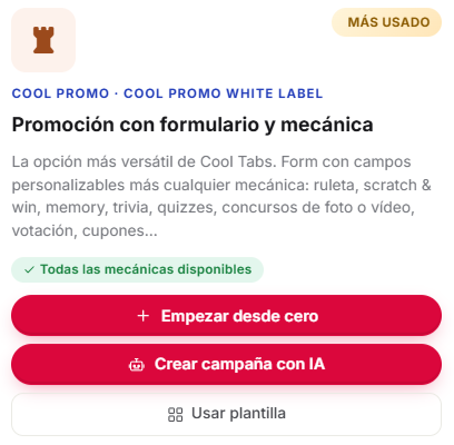 Catálogo de campañas con el botón Crear campaña con IA