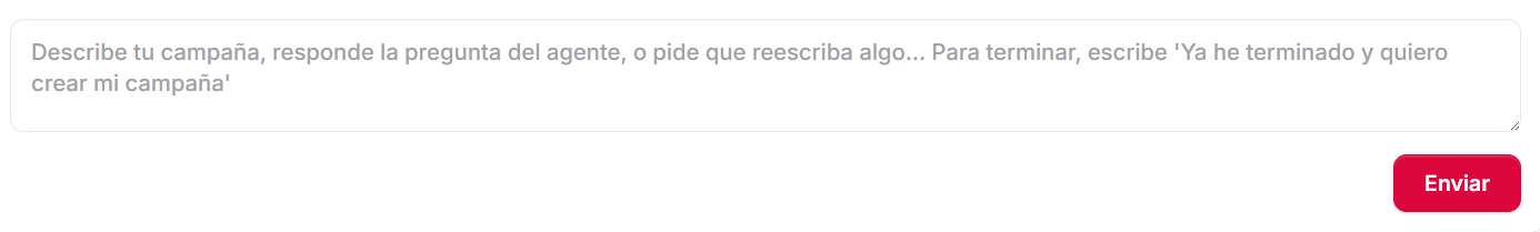 Interfaz del chat con el agente