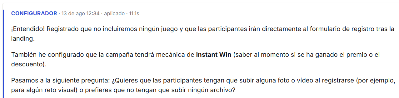 El agente pregunta sobre subida de archivos