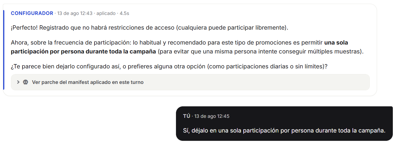 El agente pregunta por la frecuencia de participación
