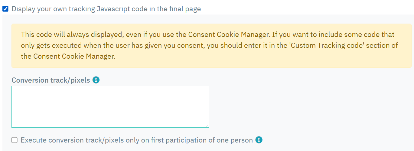 own tracking Javascript code in the final page.PNG
